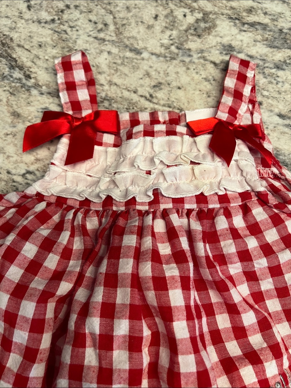 Nanette Kids Red Gingham Cupcake Applique Dress & Navy Shorts Set Preloved 3T - Picture 3 of 8